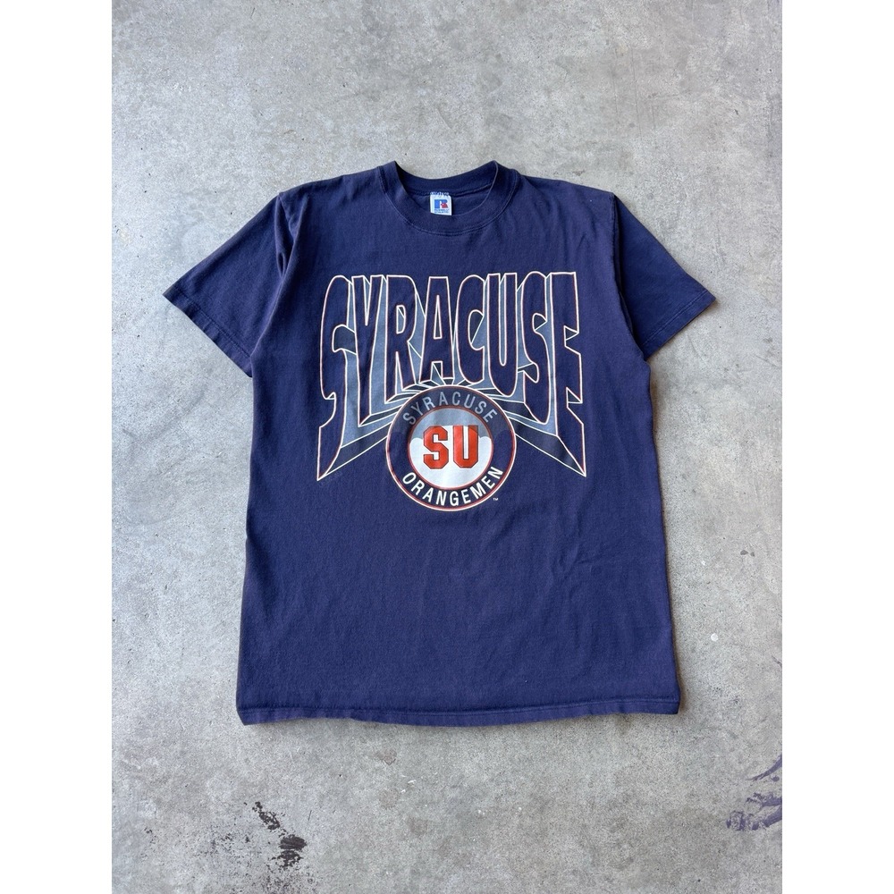 VTG 90s Syracuse Orangemen University College Sports SU T-Shirt L Russell